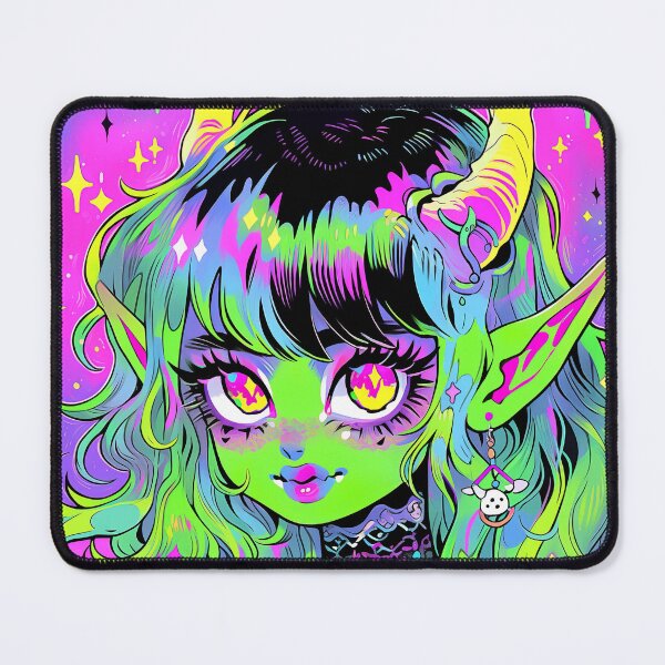 Item preview, Cute Bright Green Alien Demon Anime Girl designed and sold by bubblegoth.