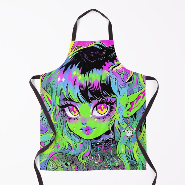 Item preview, Cute Bright Green Alien Demon Anime Girl designed and sold by bubblegoth.