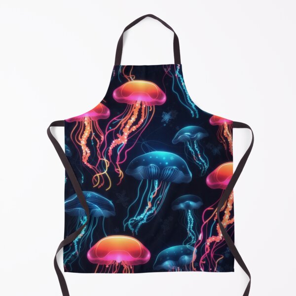 Item preview, Neon Ocean Glow: Bright Jellyfish on Dark Blue #1 designed and sold by Electric-Easel.