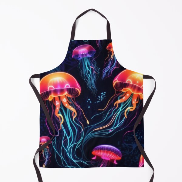 Item preview, Neon Ocean Glow: Bright Jellyfish on Dark Blue #3 designed and sold by Electric-Easel.