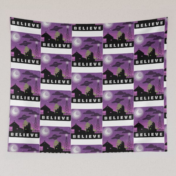 Item preview, Believe in aliens village nightscape designed and sold by carmella-eppers.