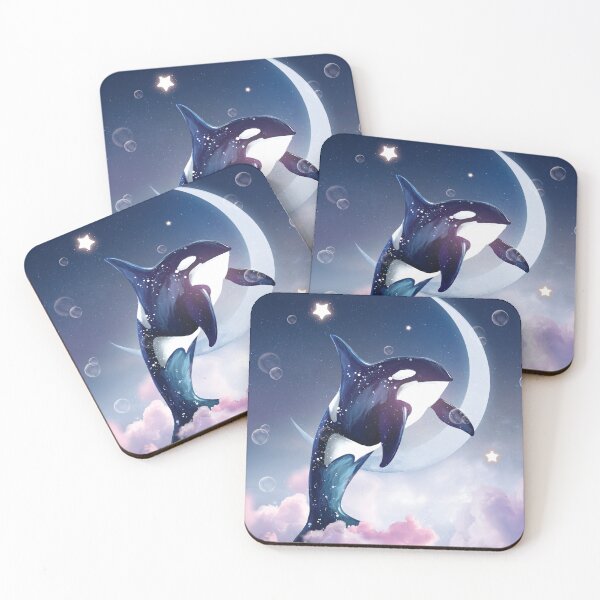 Item preview, dolphin, wheal, dream, galaxy, star, moon, dreamy, watercolors designed and sold by mintdiamond21.