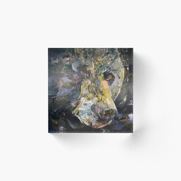 Black Bear Close-Up Collage Art Acrylic Block