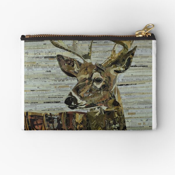 Whitetail Deer Collage Art Unique Zipper Pouch