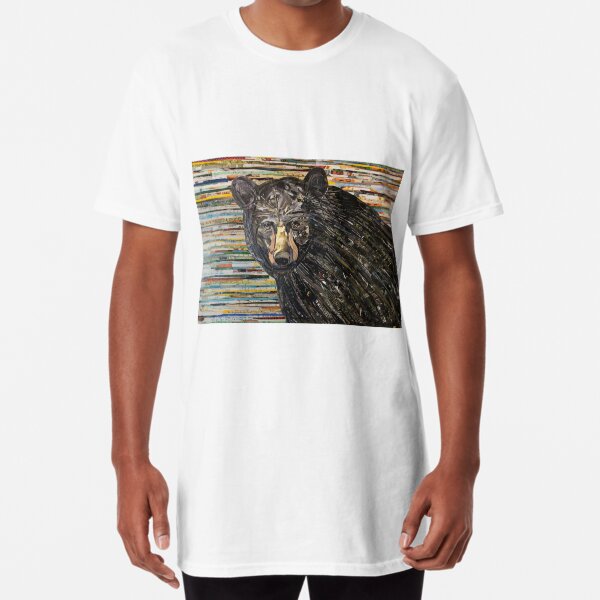 Black Bear Collage Art Unique Long T-Shirt