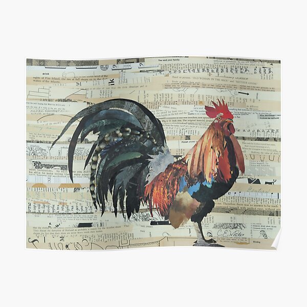 Rooster Collage Art Unique Poster
