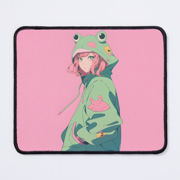 Item preview, Pink And Green Frog Shonen Anime Girl designed and sold by RibbitFans101.