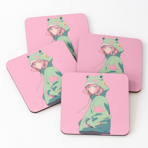 Item preview, Pink And Green Frog Shonen Anime Girl designed and sold by RibbitFans101.