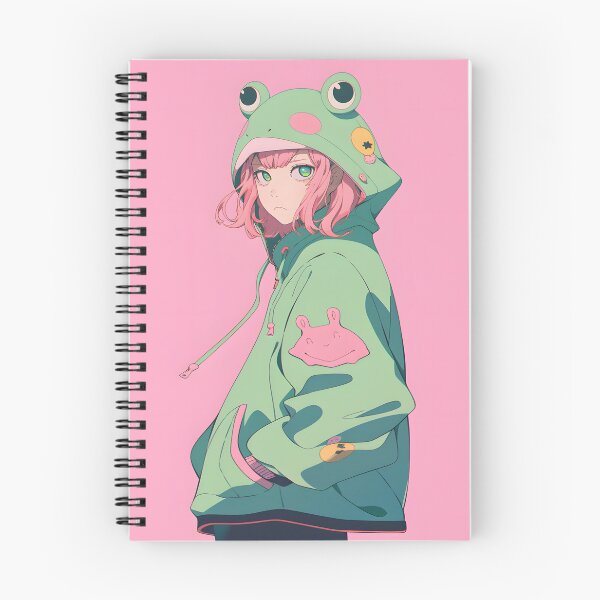 Item preview, Pink And Green Frog Shonen Anime Girl designed and sold by RibbitFans101.