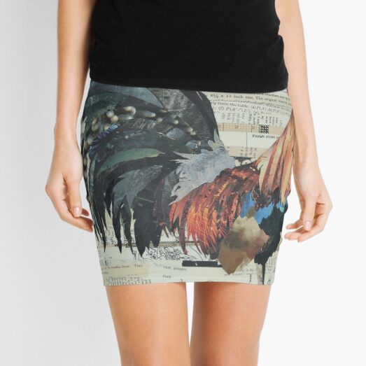 Rooster Collage Art Unique Mini Skirt