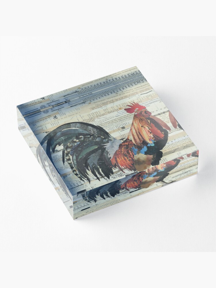 Alternate view of Rooster Collage Art Unique Acrylic Block