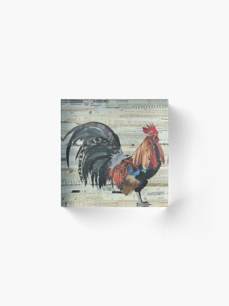 Alternate view of Rooster Collage Art Unique Acrylic Block