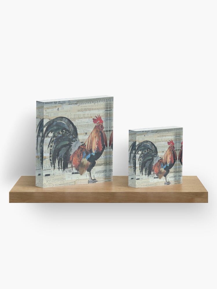 Alternate view of Rooster Collage Art Unique Acrylic Block