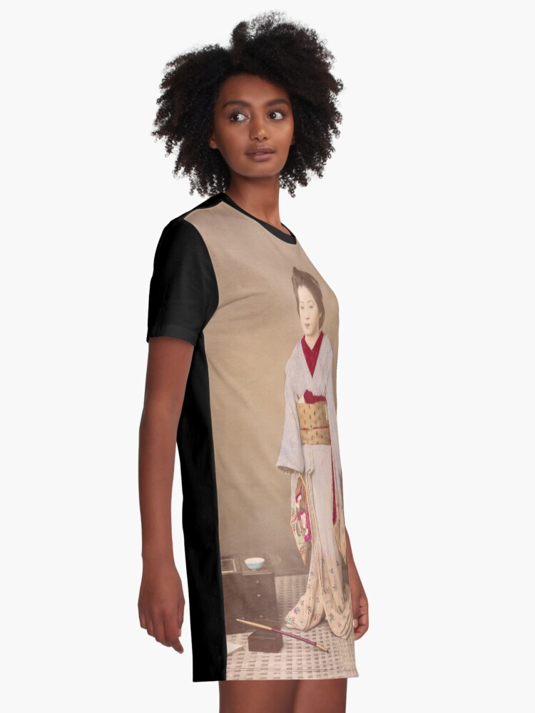 T shirt cheap dress with kimono