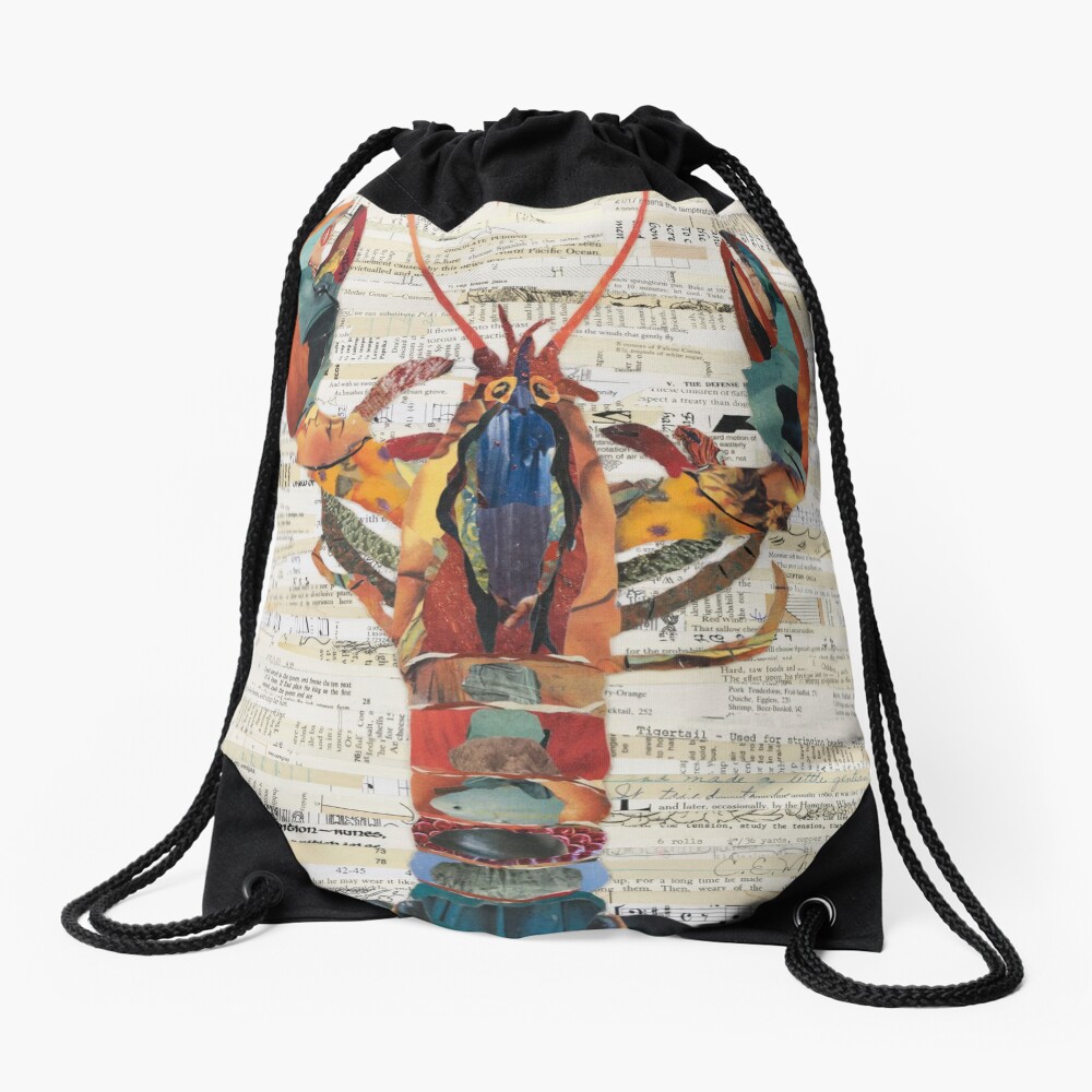 Lobster Collage by C.E. White Drawstring Bag