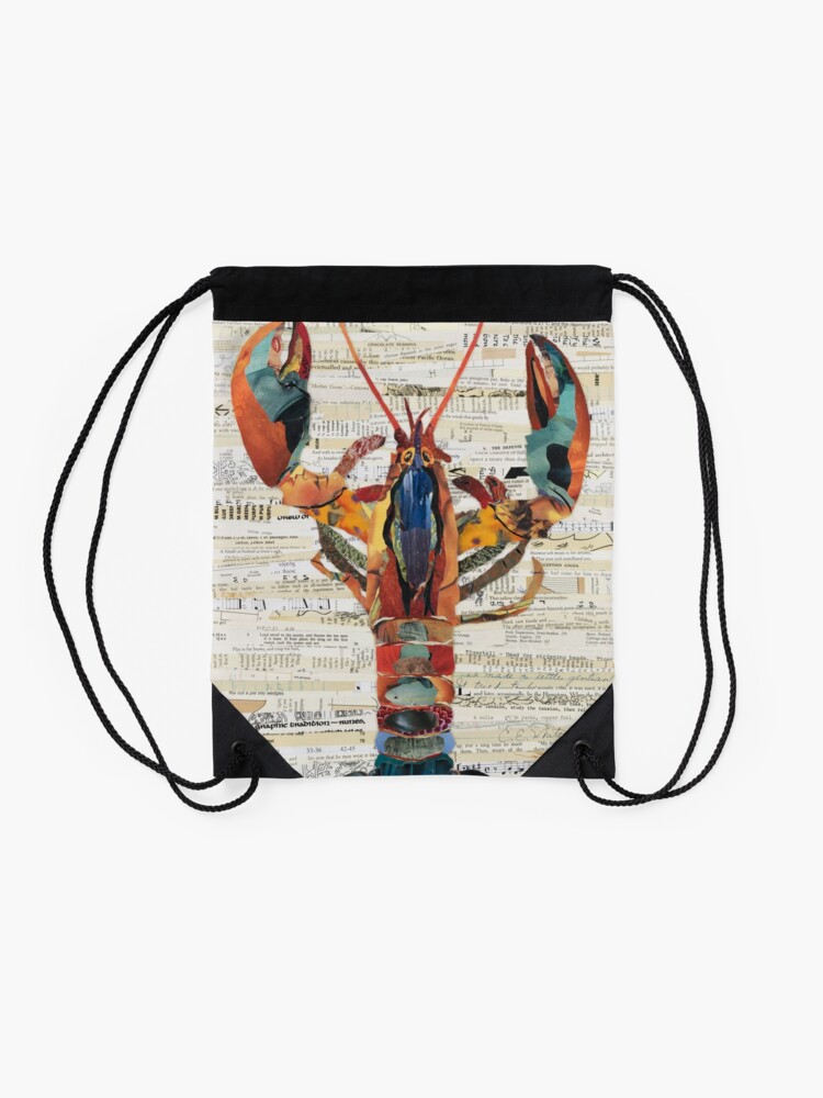 Alternate view of Lobster Collage by C.E. White Drawstring Bag