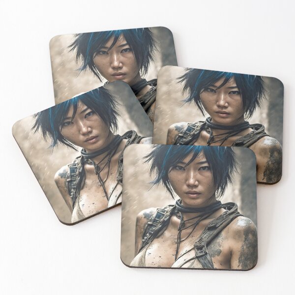 Item preview, Gorgeous asian female soldier with blue hair designed and sold by zotilus.