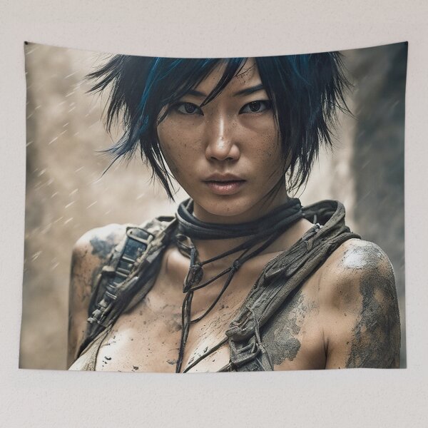 Item preview, Gorgeous asian female soldier with blue hair designed and sold by zotilus.