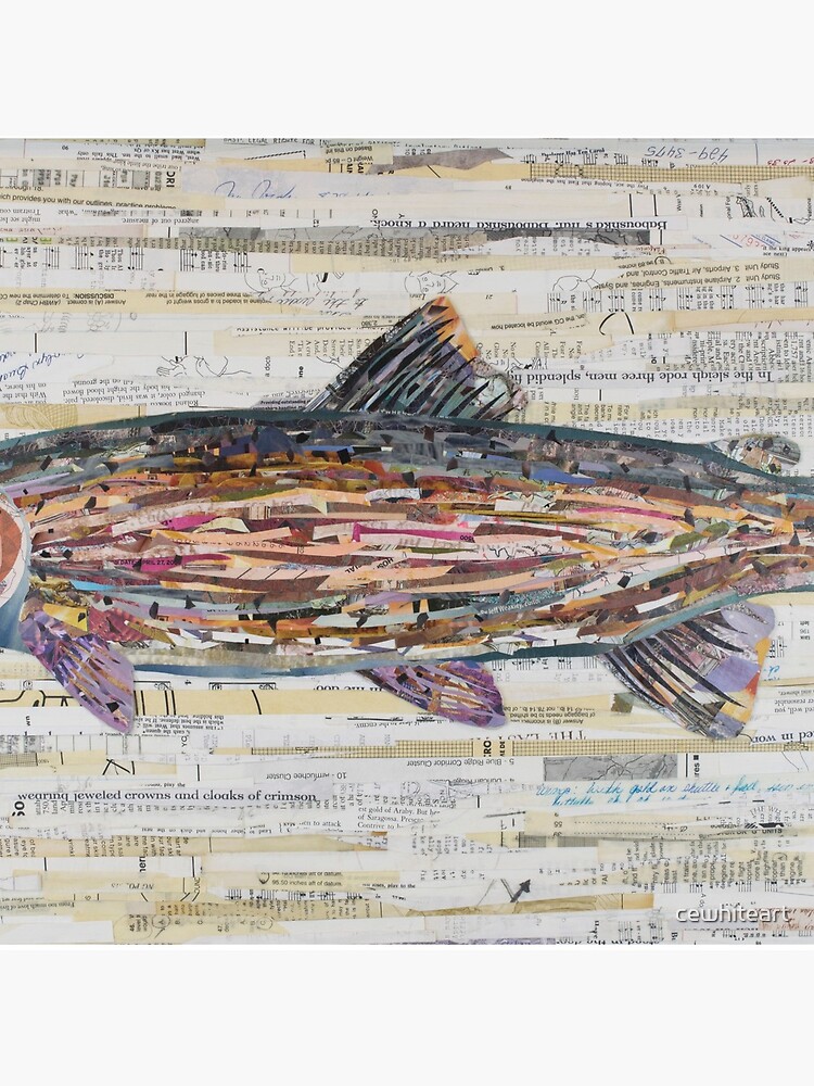 Rainbow Trout Collage by C.E. White by cewhiteart