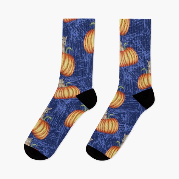 Item preview, Pumpkin Pika Illustration on Blue designed and sold by Sockstomistic.