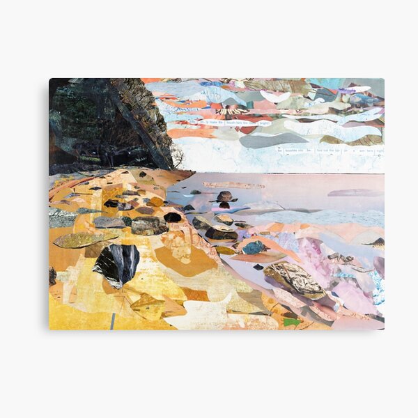 Rocky Beach Collage Art Metal Print