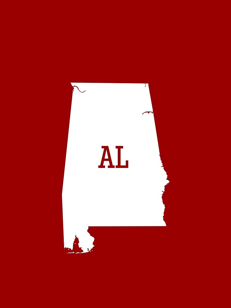 "Alabama State Map AL Abbreviation (White)" Tshirt by Chocodole