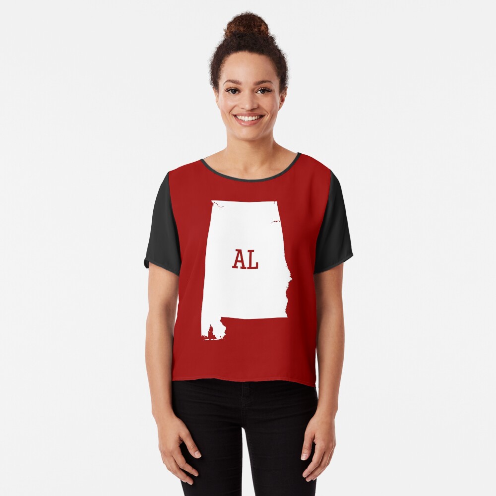 "Alabama State Map AL Abbreviation (White)" Tshirt by Chocodole