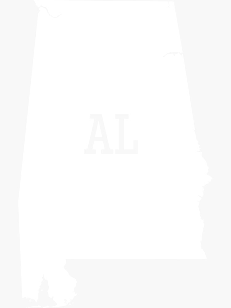 "Alabama State Map AL Abbreviation (White)" Sticker for Sale by