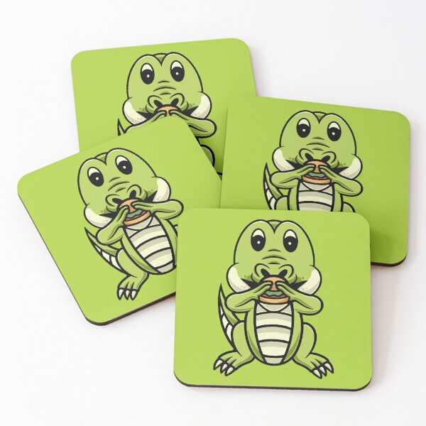 Item preview, cute crocodile eating burger cartoon illustration designed and sold by cubbone.