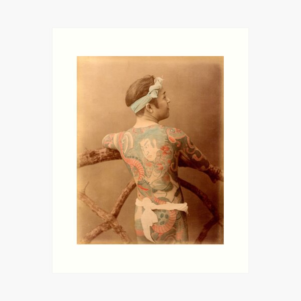 Item preview, Tattooed Japanese man designed and sold by Photos of Japan.