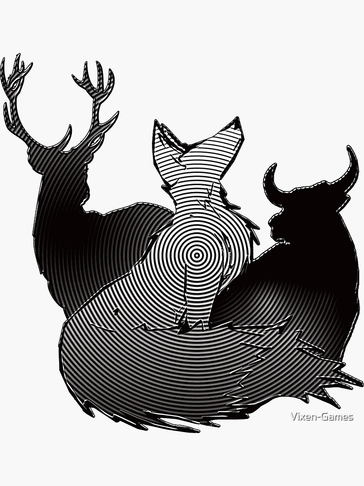 Thumbnail 3 of 3, Sticker, Stag Vixen & Bull Hypno Design designed and sold by Vixen-Games.