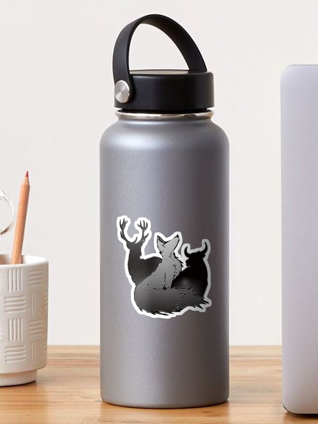 Thumbnail 1 of 3, Sticker, Stag Vixen & Bull Hypno Design designed and sold by Vixen-Games.