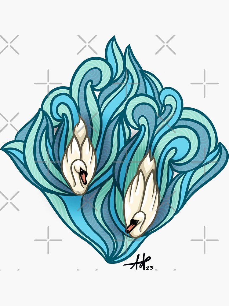 Thumbnail 3 of 3, Sticker, Stunning Swans designed and sold by smoothfoxill.