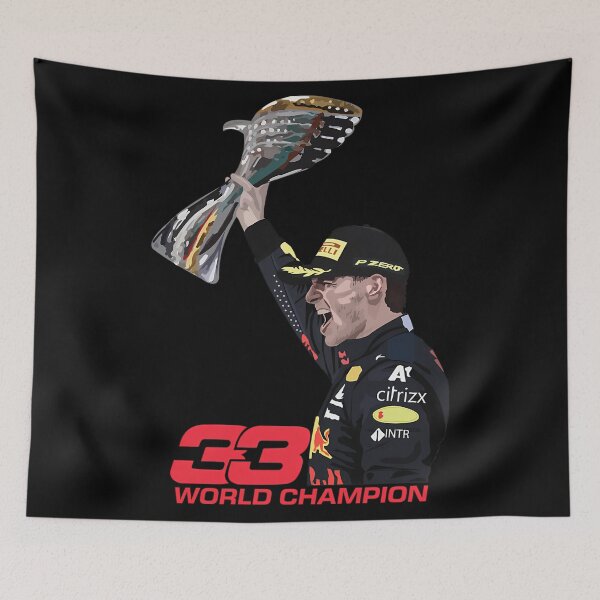 Item preview, Verstappen Celebrating Dubai Gp 2021 World Champion With Trophy designed and sold by LuxuryDimdums.