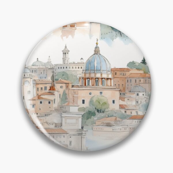 Item preview, Rome city watercolor seamless pattern designed and sold by PutsGroup.