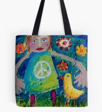OLIVIA AND THE LOVEBIRD AMONG THE FLOWERS Tote Bag