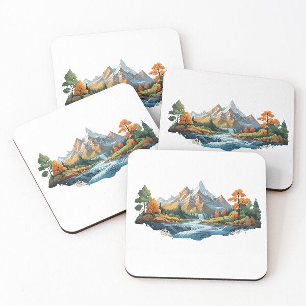 Item preview, Illustration of a mountain with trees and water designed and sold by AsCreationss.