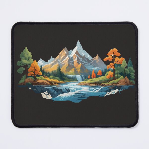 Item preview, Illustration of a mountain with trees and water designed and sold by AsCreationss.