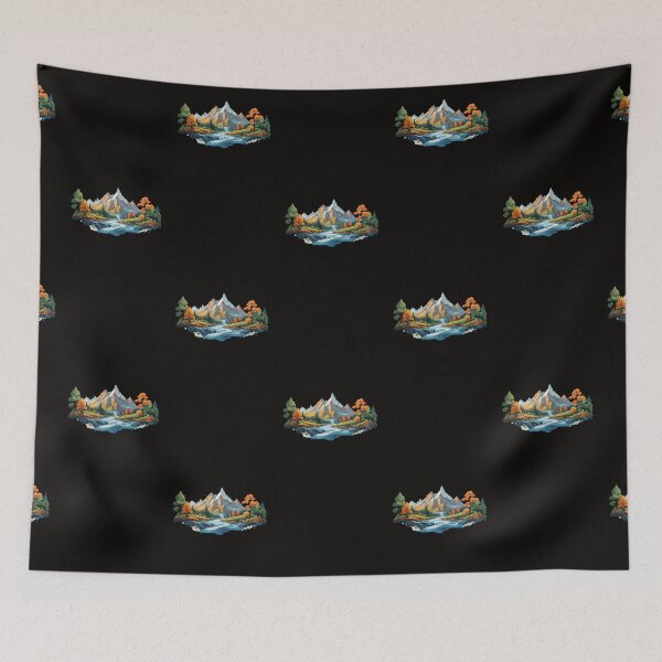 Item preview, Illustration of a mountain with trees and water designed and sold by AsCreationss.