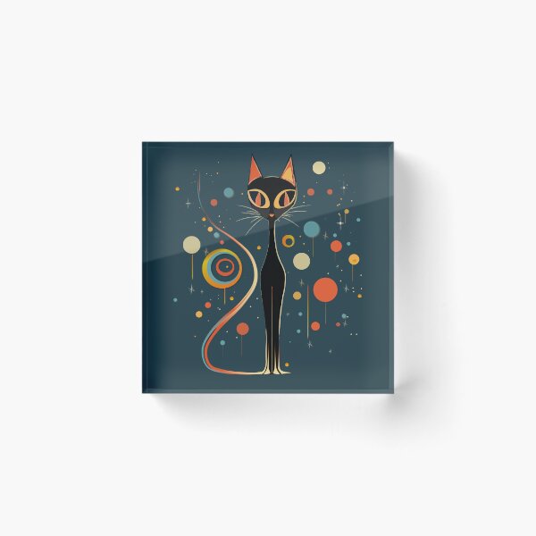 Item preview, Mid Century Modern Atomic Cat, Retro Hallowen Black Cat, MCM cat, Black MOD cat designed and sold by BrightStreet.
