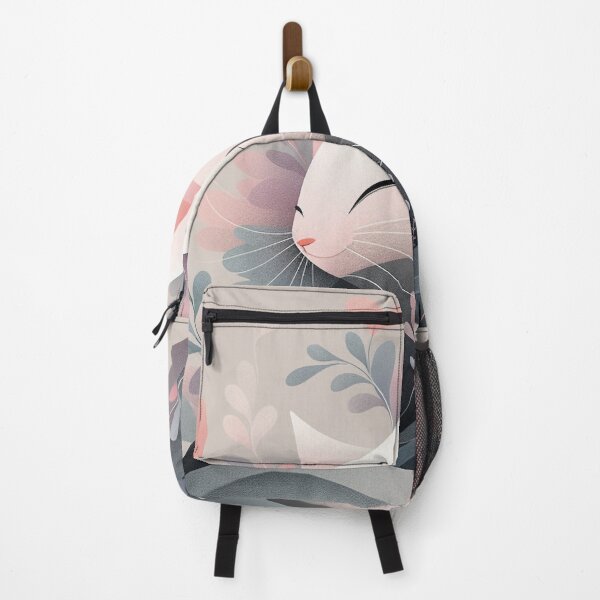 Item preview, Cute Cat & Floral Art - Eiko Ojala Inspired - Black, Beige & Pink Calligraphy designed and sold by PaintbrushPlace.