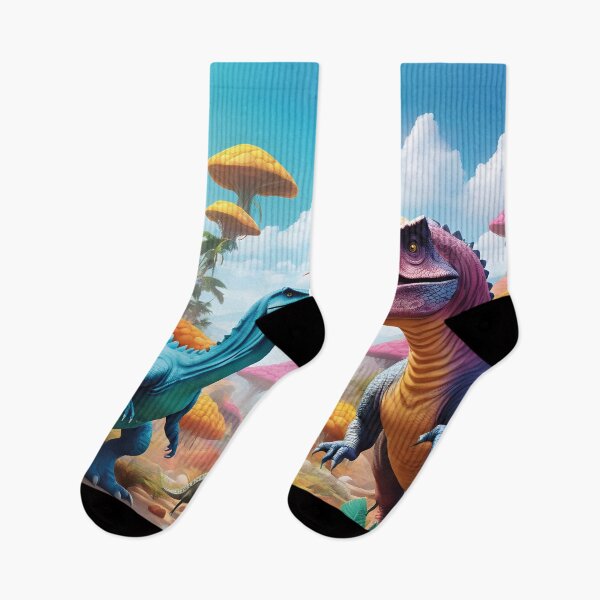 Item preview, colorful dinosaurs, surreal landscape, prehistoric times designed and sold by Mauswohn.