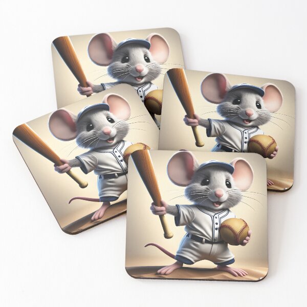 Item preview, cute mouse playing baseball designed and sold by Mauswohn.