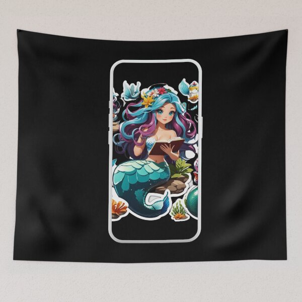 Item preview, Cute Little Reading Mermaid designed and sold by SirenasWorld.
