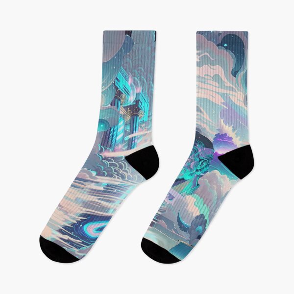 Item preview, hellenism, ancient greece, modern fret, clouds, neon, opal, abstraction, lighthouse, ship, meander designed and sold by Maria Mihailova.