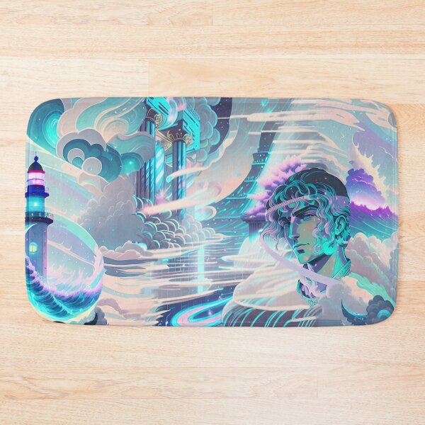 Item preview, hellenism, ancient greece, modern fret, clouds, neon, opal, abstraction, lighthouse, ship, meander designed and sold by Maria Mihailova.