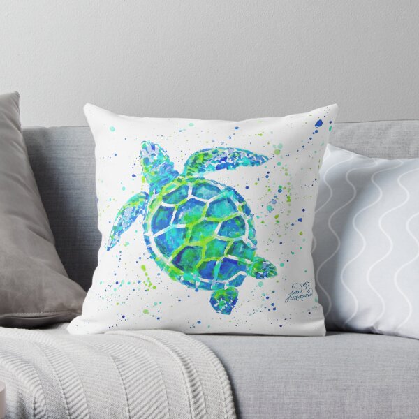 Sea Turtle by Jan Marvin Throw Pillow