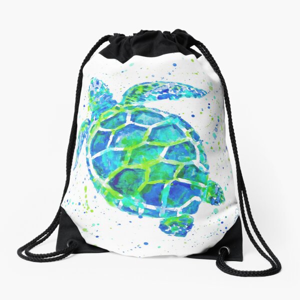 Sea Turtle by Jan Marvin Drawstring Bag