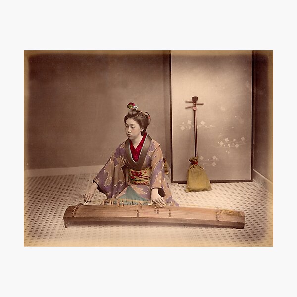 Japanese girl playing a koto Photographic Print