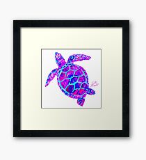 Sea Turtle Pink and Blue Framed Print